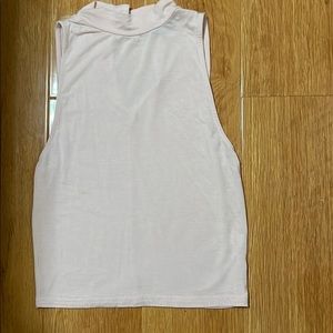 Women's Forever21 Baby Pink Mock Neck Sleeveless Crop Top Tank